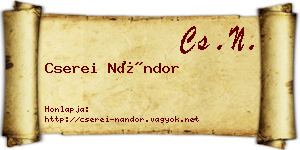 Cserei Nándor névjegykártya